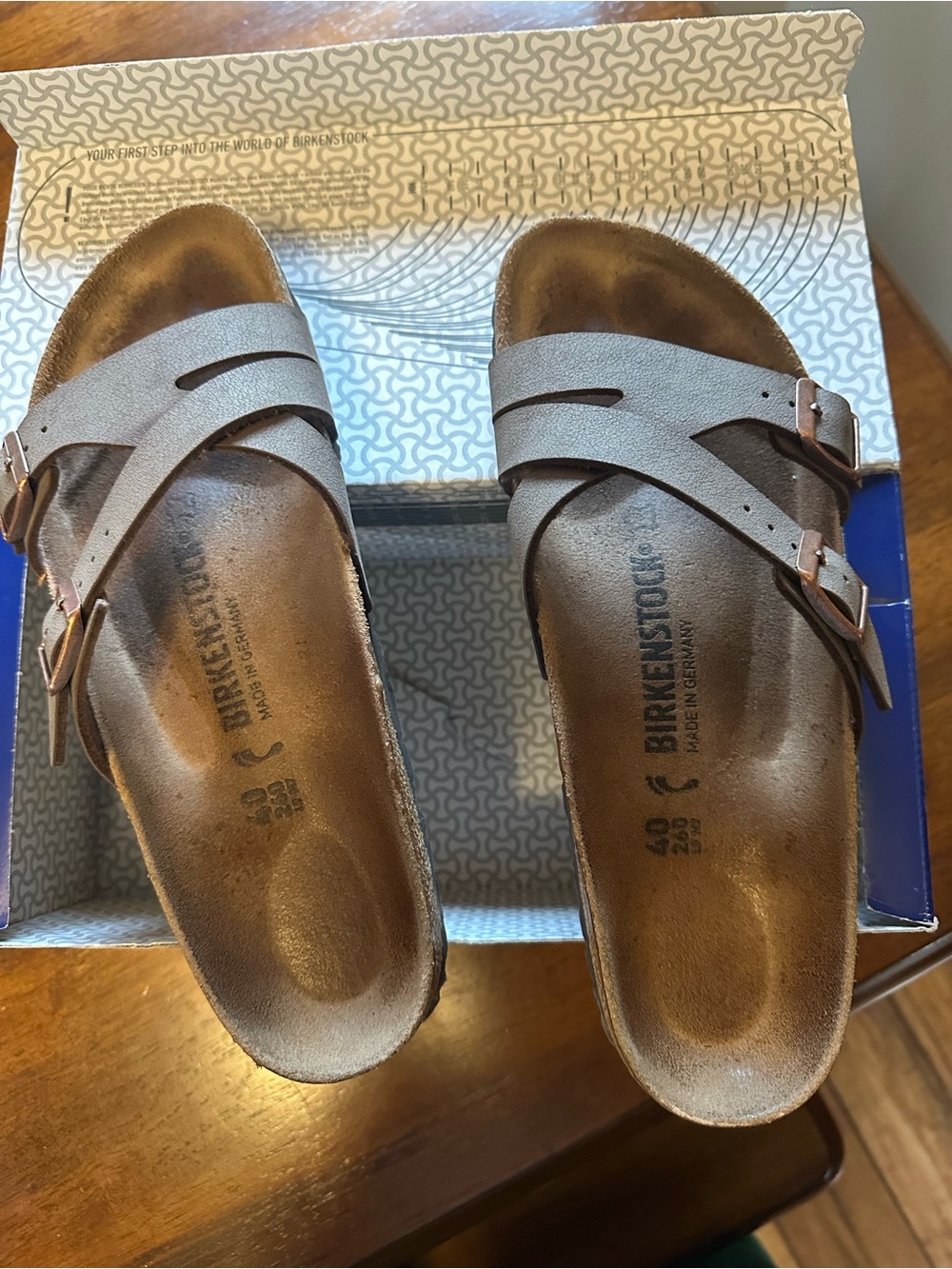 Birkenstock Women’s Brown Leather Cross-Strap Slide Sandals